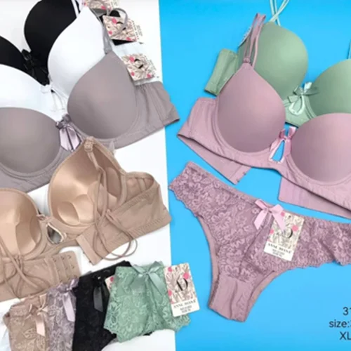 ست شورت سوتین اسفنجی فنردار جلو بدنما31262کاپ B کد۲۰۲۲۲۳👙 بسته 12 تایی
