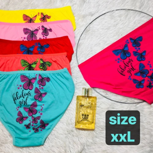 شورت زنانه  نخی پشت چاپ پروانه سایز2XL کد۱۰۱۱۶۱🌺 بسته 12 تایی