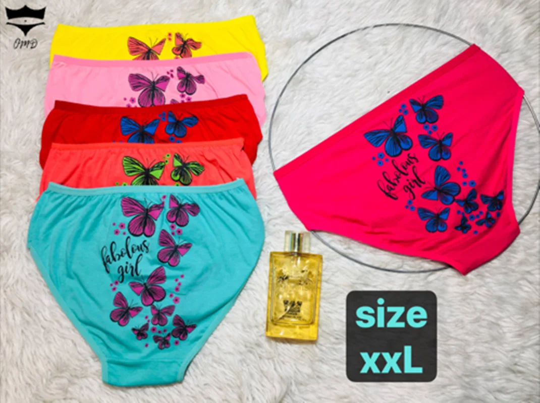شورت زنانه  نخی پشت چاپ پروانه سایز2XL کد۱۰۱۱۶۱🌺 بسته 12 تایی
