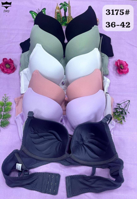سوتین اسفنجی فنردار کبریتی ساده رنگی کد 3175کاپ Bکد۲۰۲۳۳۷👙 بسته 6 تایی