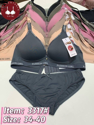 ست شورت و سوتین اسفنجی بدون فنر لبه وکش اسپرت کد 3317کاپ B کد۲۰۲۳۲۰👙پک6 تايی