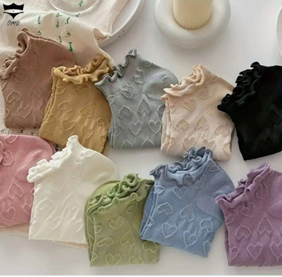 جوراب نخی زنانه مچی لب فر قلب برجسته کد۱۶۱۶۶۳🌺بسته 10 تایی