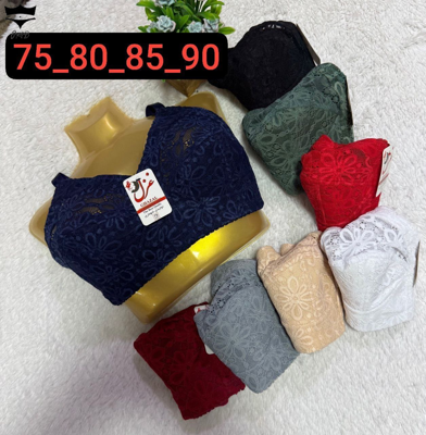 سوتین دانتل گل درشت چیچک زیر نخ کش باریک ۷۵_۹۰کد۲۰۲۵۰۱👙 بسته 4 تایی