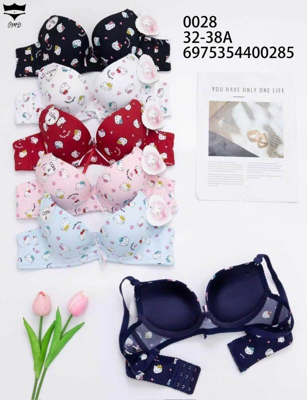 سوتین اسفنجی دخترانه طرح دار کیتی فنردار  کاپ نازک کاپ A کد۰۰۲۸کد۲۰۲۵۹۵👙 بسته 6 تایی