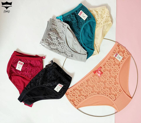 شورت تمام نخی جلو کامل گیپور نيلوفر آبی غزل کد۱۰۱۲۳۷👙 بسته 12 تایی سایز 3XL