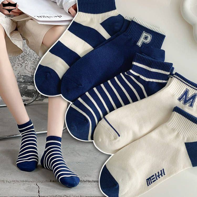 جوراب نخی زنانه مچی تم سرمه‌ای کد۱۶۱۶۵۵🌺بسته 10 تایی