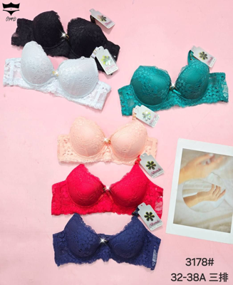 سوتین اسفنجی فنردار دخترانه رویه تمام دانتل پرگل  کاپ A کد3178کد۲۰۲۵۱۵👙 بسته 6 تایی