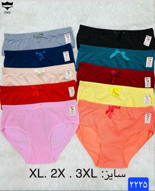 شورت نخی تمام خالدار کش پهن کد۱۰۱۱۶۵👙 بسته 10 تایی سایز 3XL