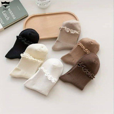 جوراب نخی زنانه نیم ساق لب فر رنگی کد۱۶۱۶۶۵🌺بسته 10 تایی