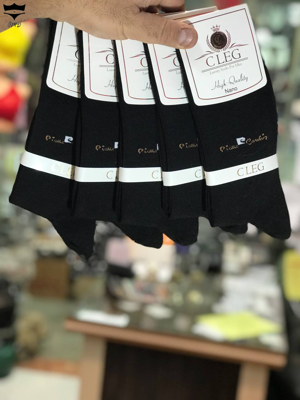 جوراب نخی  مردانه ساقدار مشکی پاشنه دوبل CLEG کد۱۶۱۶۴۵🌺 بسته 12 تایی