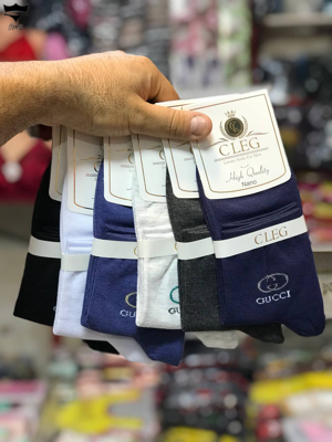 جوراب نخی مردانه نیم ساق رنگی CLEG کد۱۶۱۶۴۳🌺 بسته 12 تایی