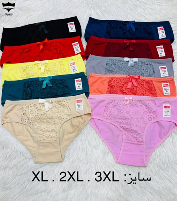 شورت سوپر نخ  وسط گیپور الماس کش باریک کد ۱۰۱۱۸۹👙 بسته 10 تایی سایز 3XL