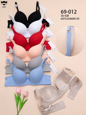 سوتین اسفنجی فنردار کاپ نازک کبریتی کاپ B کد69012کد۲۰۲۶۴۵👙 بسته 6 تایی