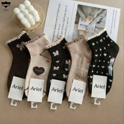 جوراب نخی زنانه  نیم ساق ترکیبی پاپیون کد161669🌺بسته 10 تایی