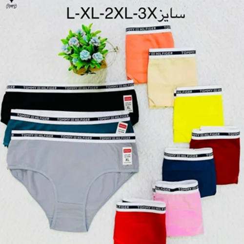 شورت زنانه تمام نخی ساده کش اسپرت Tommy کد۱۰۱۱۱۲👙 بسته 10 تایی سایز 3XL