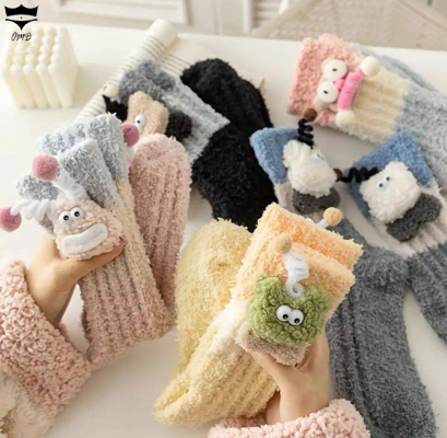 جوراب زنانه پشمی عروسکی وارداتی ساقدار کبریتی کد ۱۶۱۶۳۹🧦بسته 10 تایی
