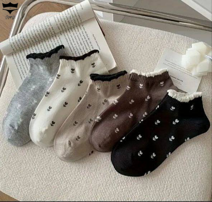 جوراب نخی زنانه مچی گل لاله کد۱۶۱۶۵۶🌺بسته 10 تایی