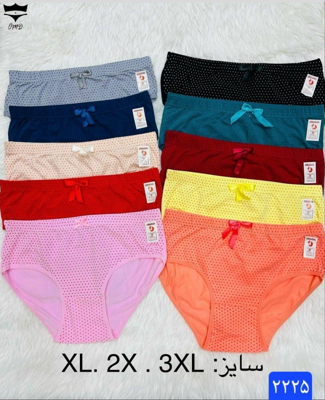 شورت نخی تمام خالدار کش پهن غزل کد۱۰۱۱۶۵👙 بسته 10 تایی سایز XL