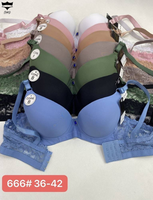 سوتین اسفنجی فنردار دستک دانتل کاپB کد 666کد۲۰۲۵۷۰👙پک6 تايی