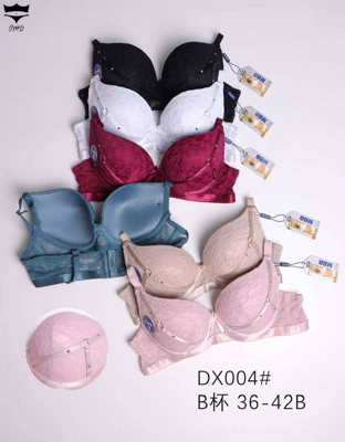 سوتین اسفنجی  فنردار DX004 مارک MBB رویه دانتل بندک دار کد ۲۰۲۴۹۲👙 بسته 6 تایی
