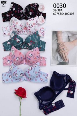 سوتین اسفنجی دخترانه طرح دار کیتی فنردار  کاپ نازک کاپ A کد۰۰۳۰کد۲۰۲۵۹۵👙 بسته 6 تایی