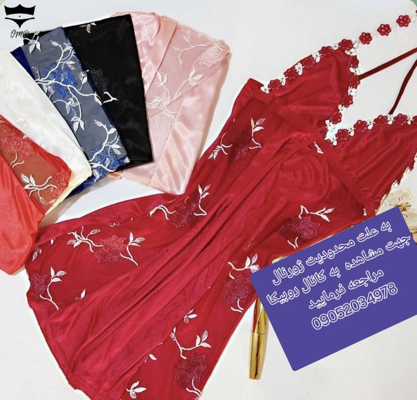 لباس خواب یکسره ساتن بغل  تور طرحدار وارداتی جلو چاک کد۵۰۵۰۰۸👙 بسته 6 تایی