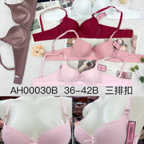 سوتین اسفنجی فنردار نیم جک کش پهن AH00030Bکاپ  B کد202214👙 بسته 6 تایی
