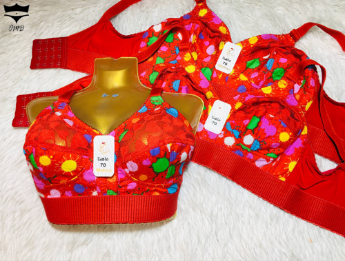 سوتین آبرنگی تک رنگ قرمز بالا دانتل کش پهن۷۵_۸۵ کد۲۰۲۴۸۶🌺 بسته 12 تایی