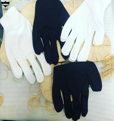 دستکش نخی زنانه سفید کرم مشکی کد ۱۹۱۹۰۱🌺 بسته 12 تایی