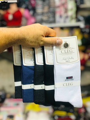 جوراب نخی مردانه  ساقدار رنگی CLEG کد۱۶۱۶۴۲🌺 بسته 12 تایی