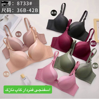 سوتین اسفنجی فنردار لبه ساتن کاپ نازک  کاپB کد۸۷۳۳ خرید ۲۰۲۵۱۳👙 بسته 6 تایی