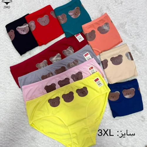 شورت نخی پیش چاپ خرسی کش باریک 3XLکد 101164👙 بسته 10 تایی