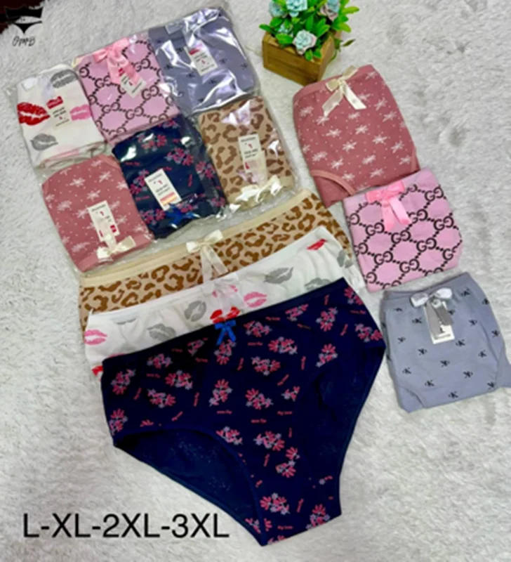 شورت زنانه سوپر نخ کش باریک طرح ترک گوچی کد۱۰۱۱۶۱👙 بسته 12 تايي سایز 3XL