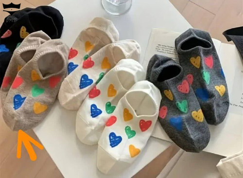 جوراب نخی زنانه زیر قوزکی قلب رنگی کد۱۶۱۶۶۷🌺بسته 10 تایی