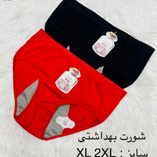 شورتکس بهداشتی خارجی قرمز مشکی کد ۱۰۱۱۳۴👙 بسته 12 تایی سایز 2XL