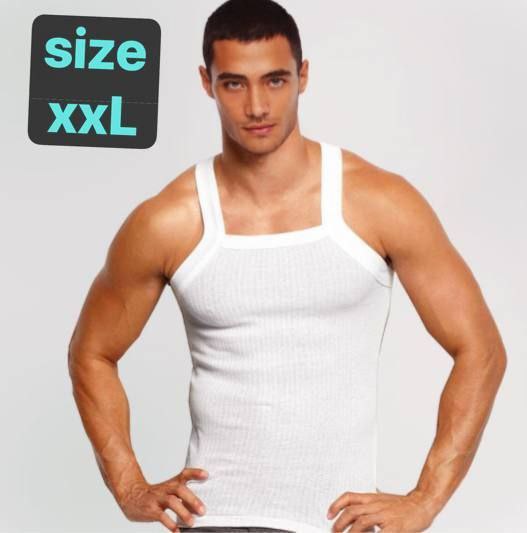 زیر پوش خشتی سفید مردانه کد۱۰۱۶۰۷ 🌺جین ۶ تایی سایز XL