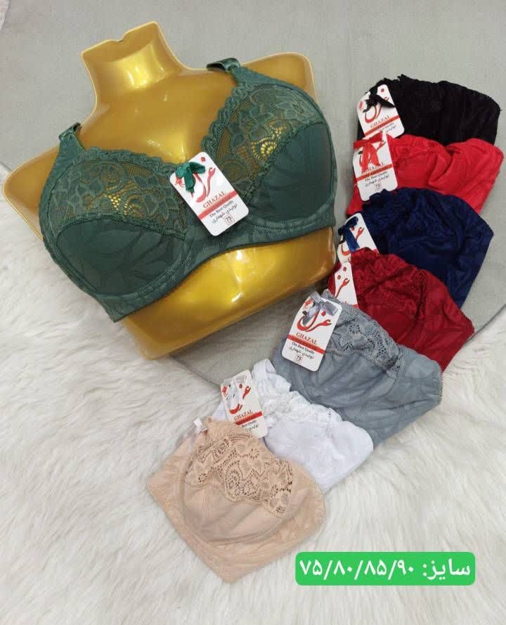 سوتین دانتل برگی فنردار بالا گیپور لاکچری ۷۵_۹۰کد۲۰۲۵۴۵👙پک 4 تایی