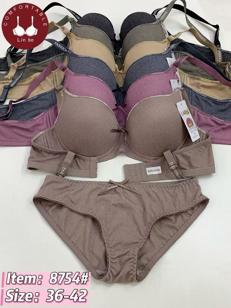 ست شورت و سوتین اسفنجی فنردار کاپ نازک کبریتی لبه نوار اسپرت کاپ B کد۲۰۲۳۱۳👙پک6 تايی