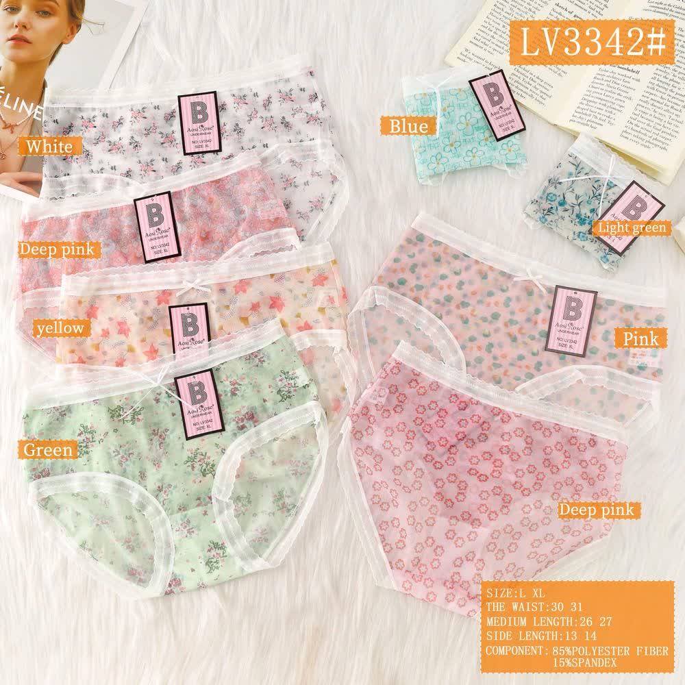 شورت حریر توری گلدار فانتزی وارداتی  کدLV3342 سایزL-XL درجین کد ۱۰۱۱۱۷👙جین۱۲تایی