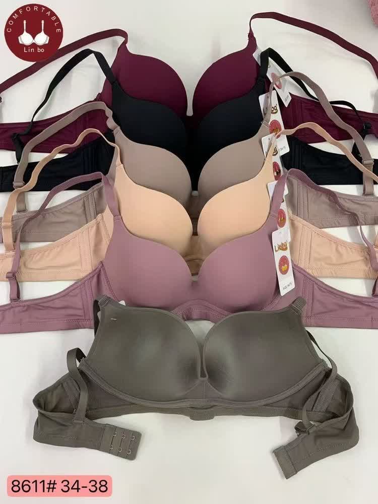 سوتین اسفنجی فنردار مانکنی کاپ نازک رویه ساده کد8611کاپ B کد۲۰۲۵۴۱👙پک6 تايی